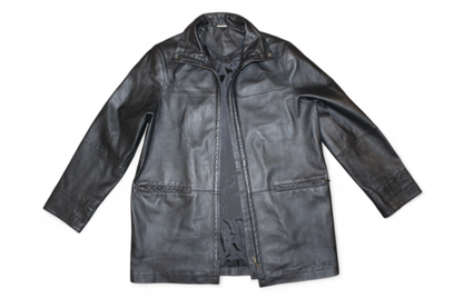 Vintage Coat Black Leather, Size M