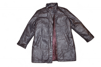 Vintage Coat Brown Leather, Padded, Tentazioni Di Pelle, Size L