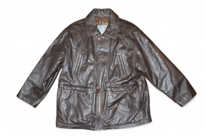 Vintage Jacket Brown Leather, Pino Covino, Size L