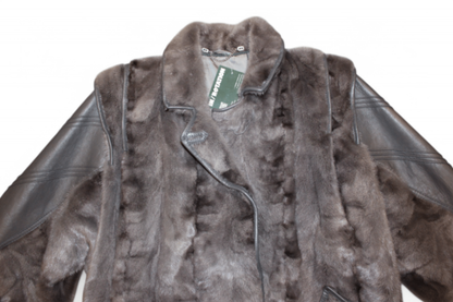 Vintage Coat M Grey Leather and fur, Klaus Allensell, Se