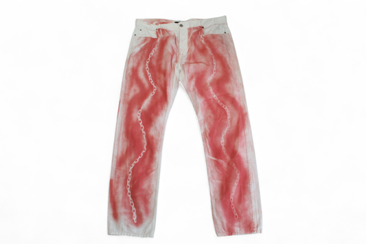 Roberto Cavalli Jeans L/XL White and pink, Chain print, C