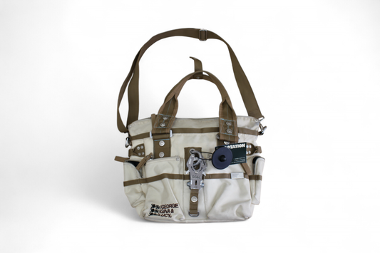 George Gina & Lucy Bag Cream, Brown trim, 6ix, T