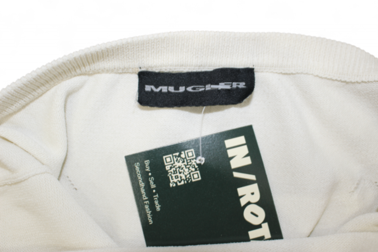 Mugler Top, Cream, Tassels, Size S (Mainzerstr)