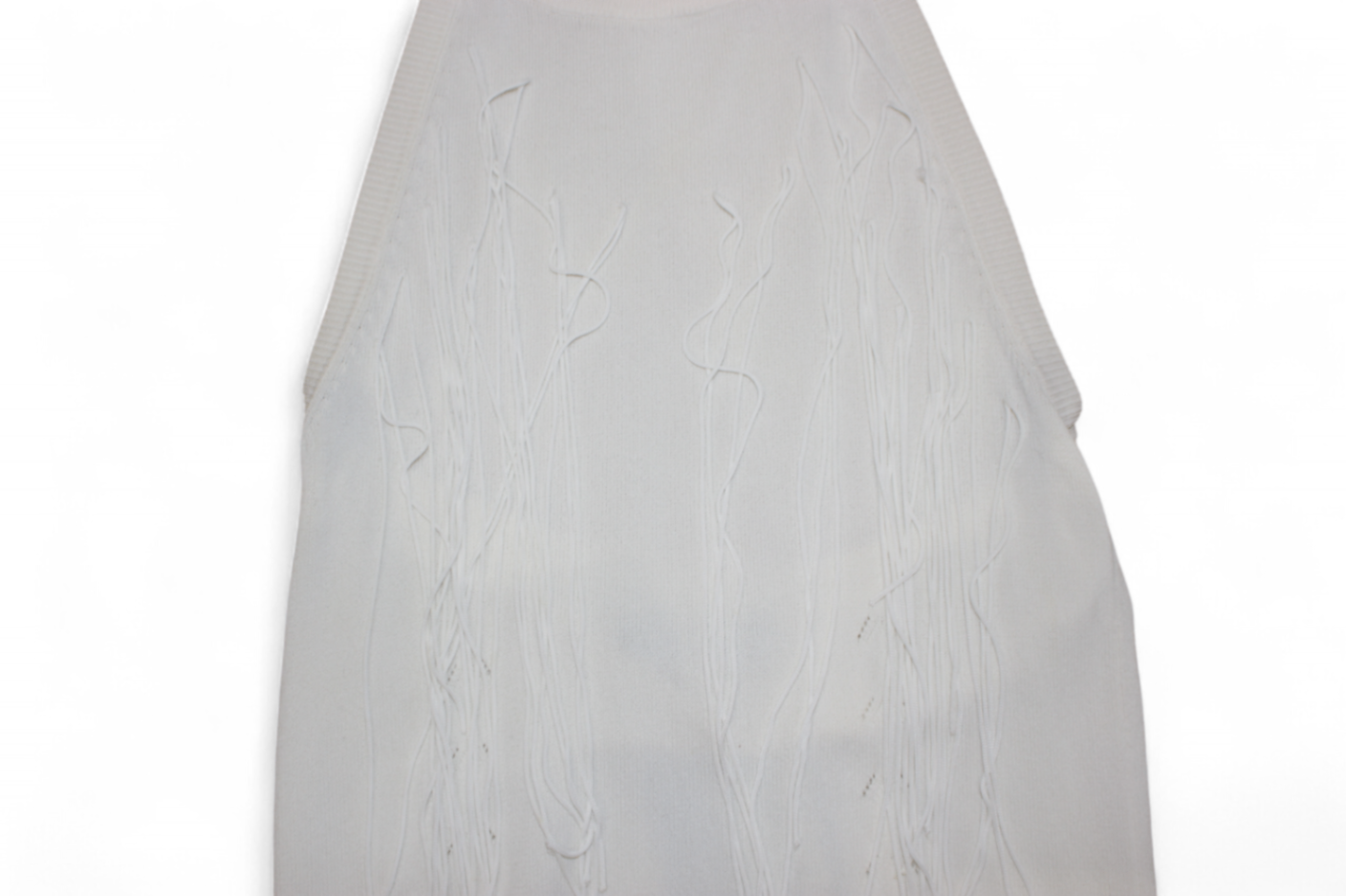 Mugler Top, Cream, Tassels, Size S (Mainzerstr)