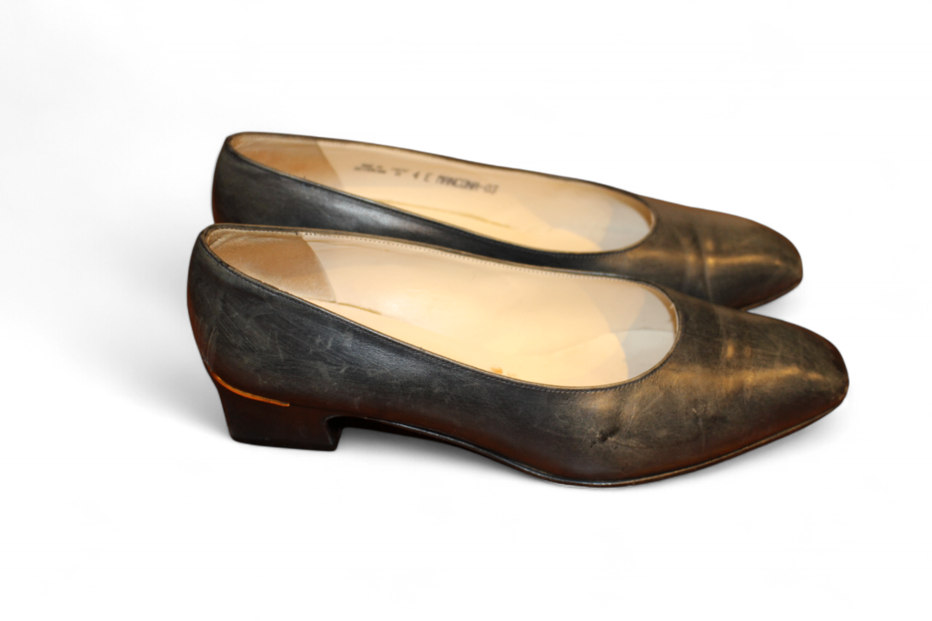 W - Vintage Bally Shoes Black Leather, Reduced (scuff), C