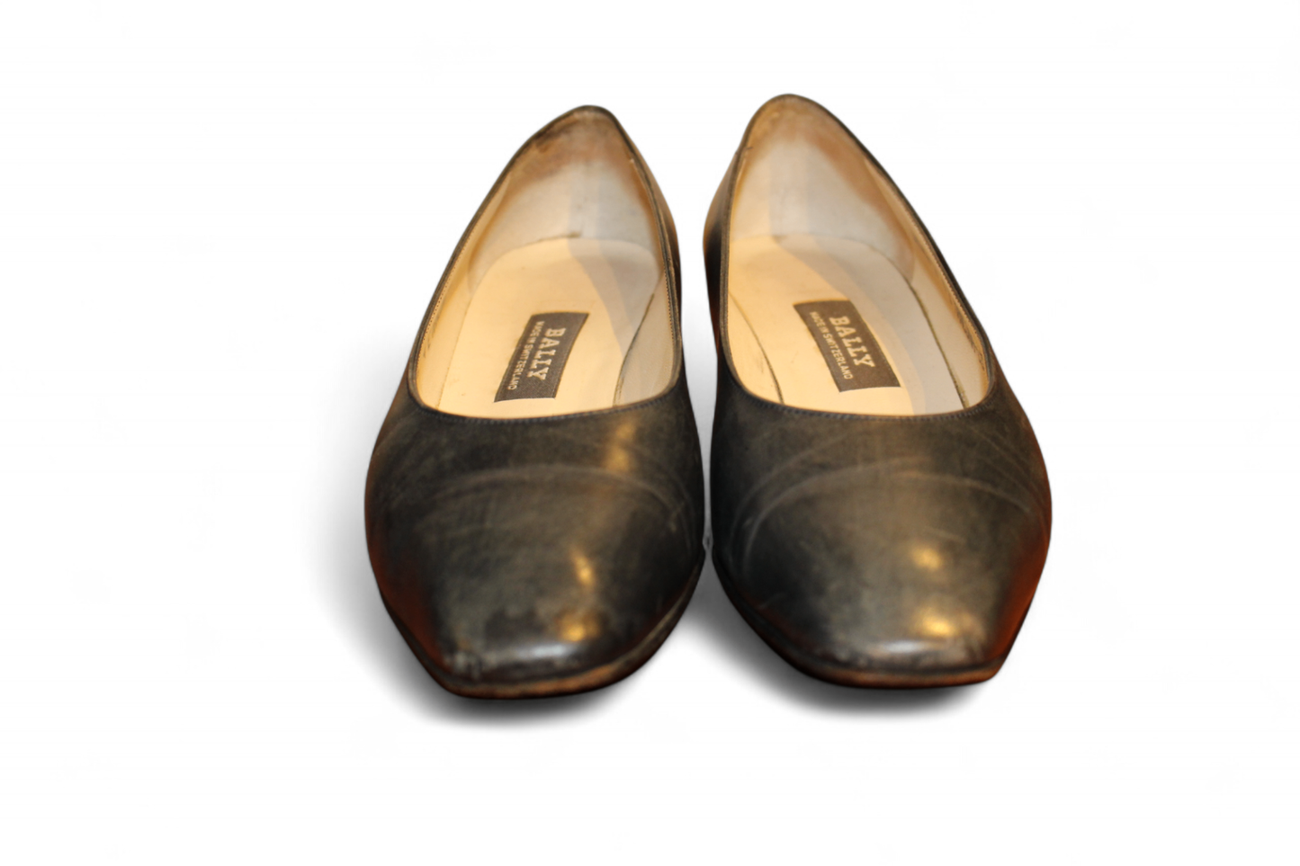 W - Vintage Bally Shoes Black Leather, Reduced (scuff), C