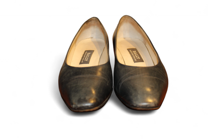 W - Vintage Bally Shoes Black Leather, Reduced (scuff), C