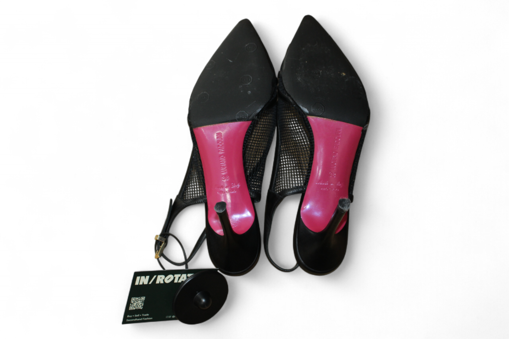 Luciano Padovano Kitten Heels, Black Leather, mesh panels, Size 38 (Mainzerstr)