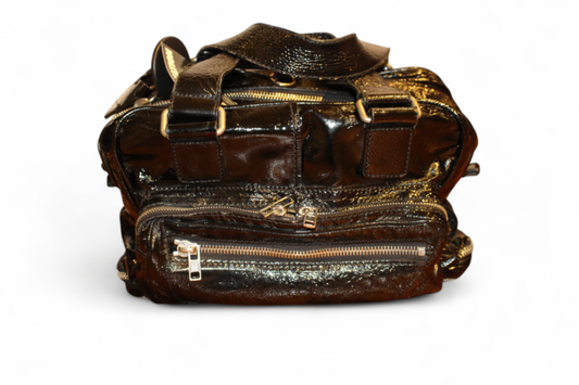 W - Chloe Hand Bag Black Patent Leather, with coin purse, D, (C)
