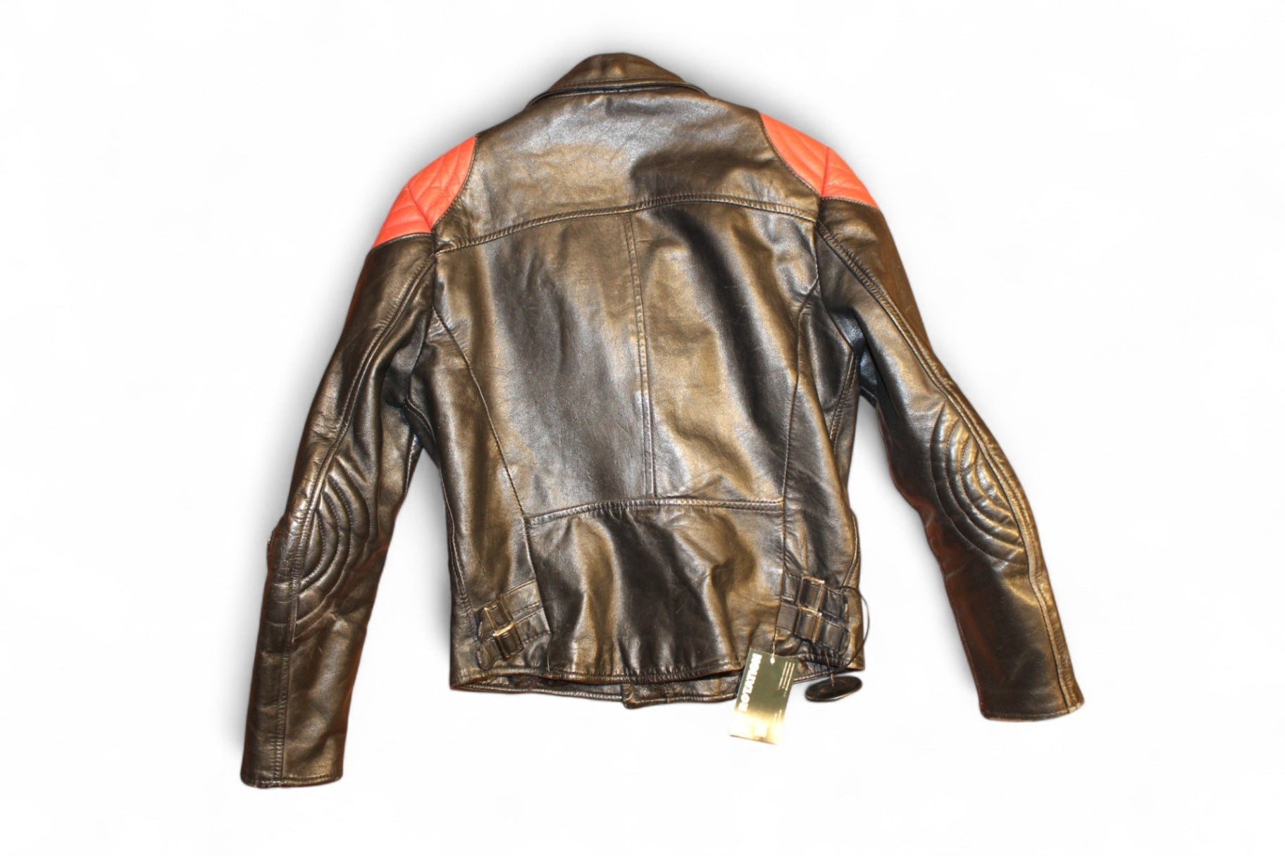 W - Vintage Jacket M/L Black and red Leather, Biker Moto, T