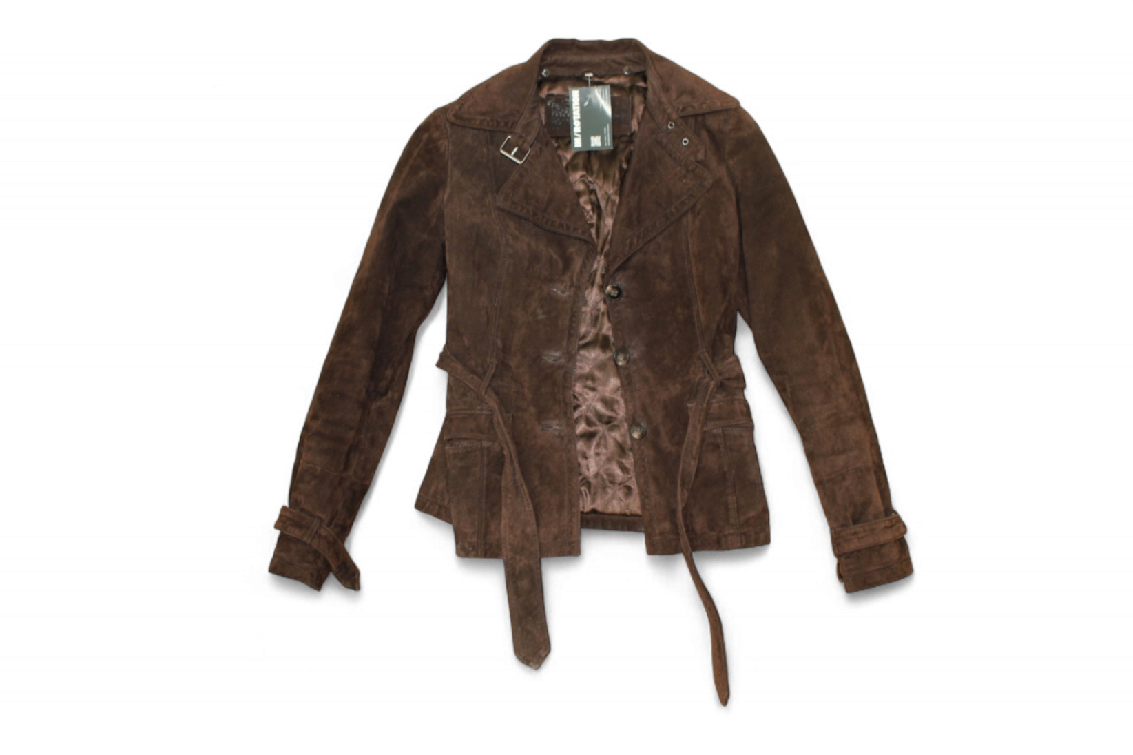 M - Yessica Jacket S Brown Genuine suede, Faux fur removable collar, B