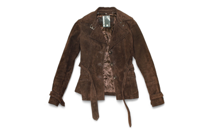 M - Yessica Jacket S Brown Genuine suede, Faux fur removable collar, B