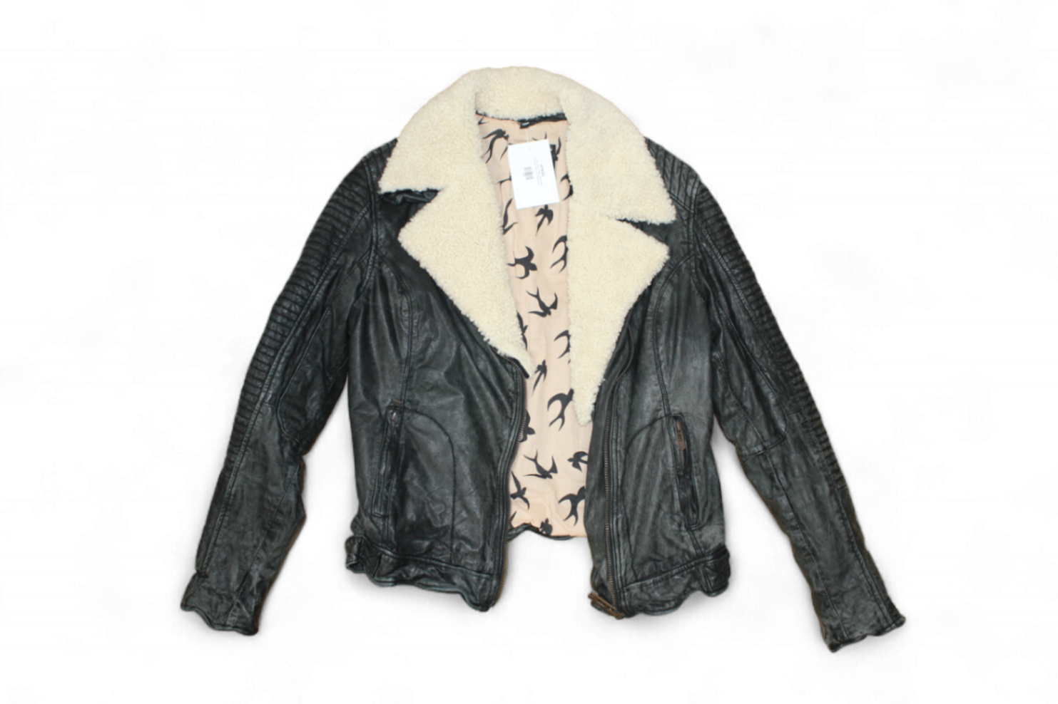 M - Maze Jacket M Black Leather, Biker, Removable fleece collar, Biker Moto, B