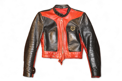 W - Vintage Jacket XS/S Black and red Leather, Moto biker, Harro, Se