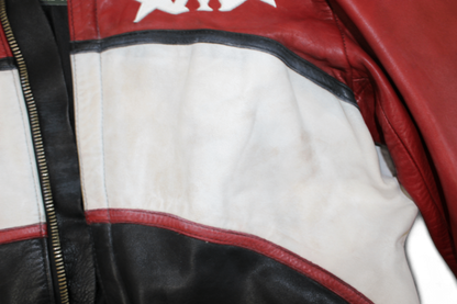 M - Vintage Jacket L Black, white and red Leather, Middlechild, Reduced (white leather discoloured), B