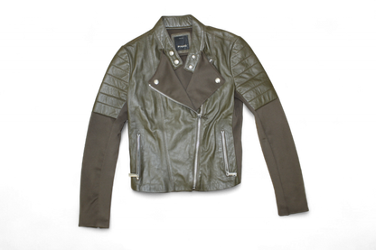 M - Pinko Jacket M Khaki Leather, Biker moto, B