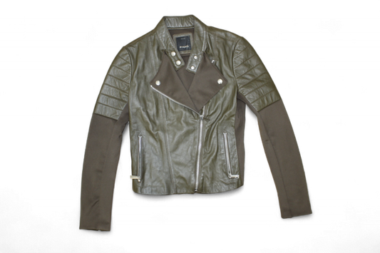 M - Pinko Jacket M Khaki Leather, Biker moto, B
