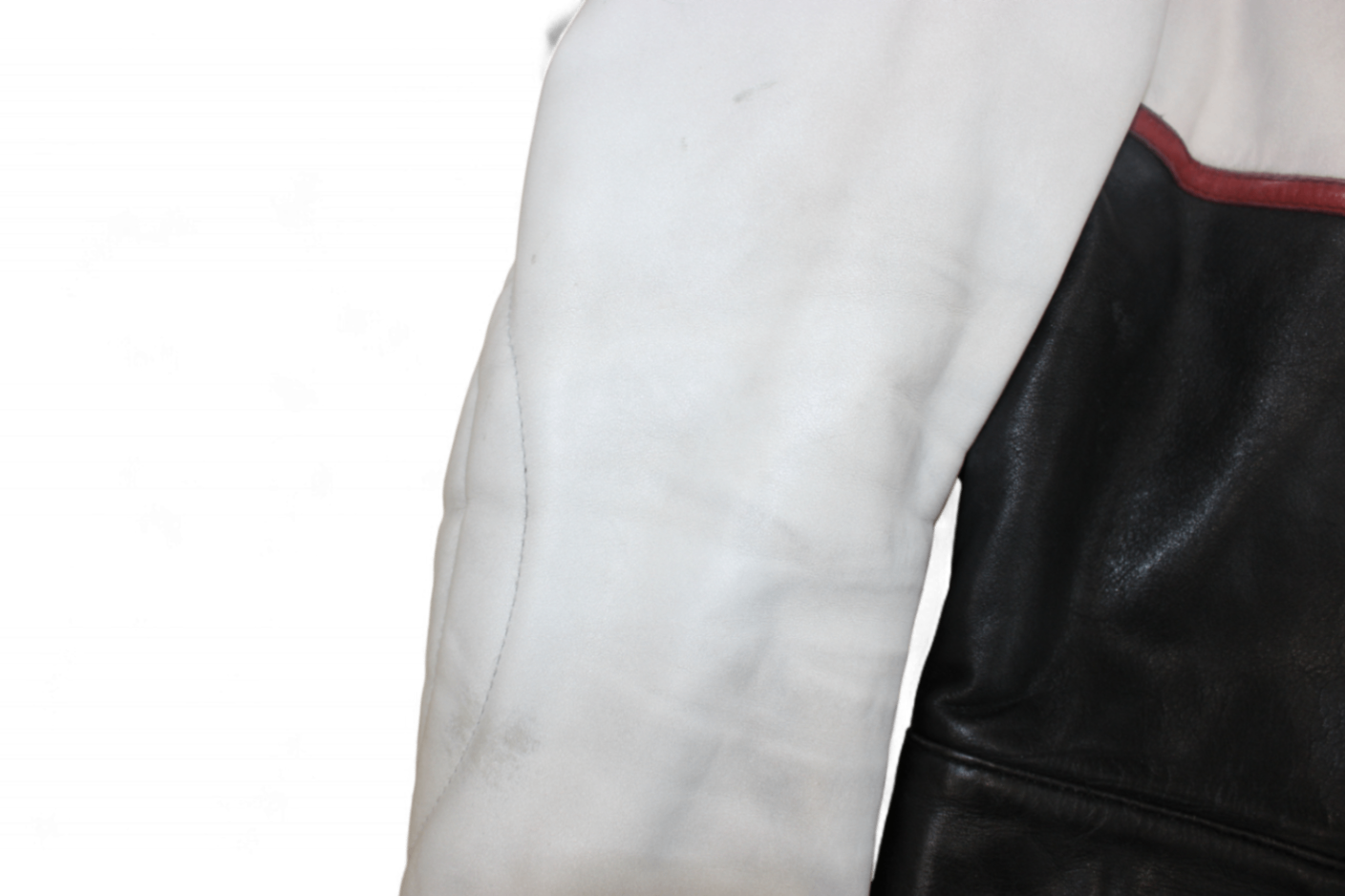 M - Vintage Jacket L Black, white and red Leather, Middlechild, Reduced (white leather discoloured), B