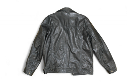 M - Vintage Jacket M/L Black Leather, Cool Code, B