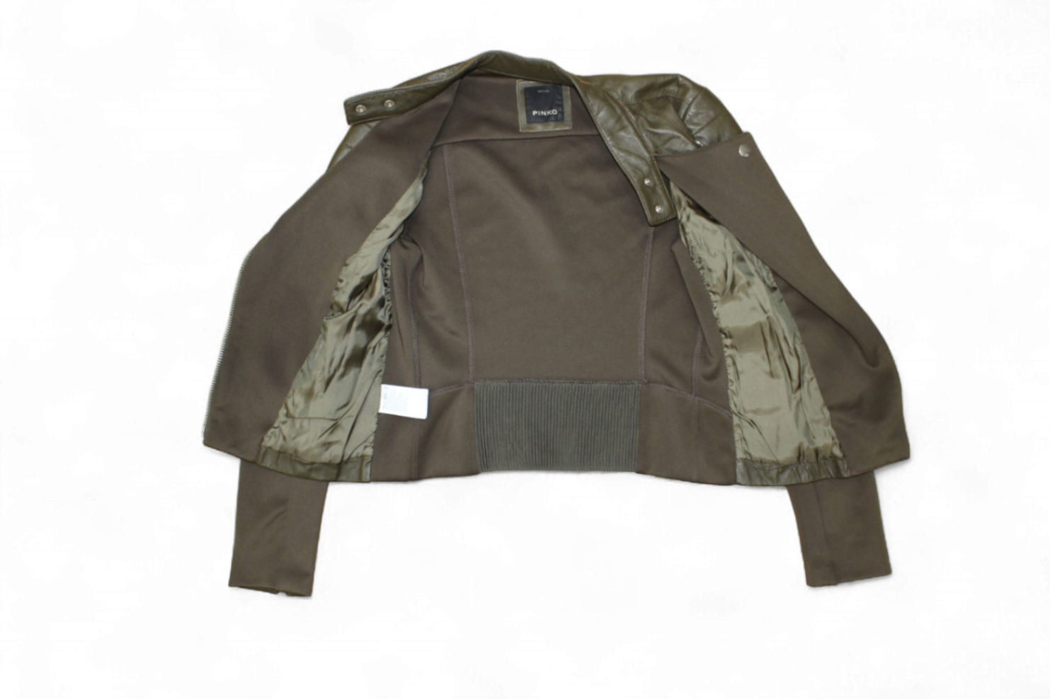 M - Pinko Jacket M Khaki Leather, Biker moto, B