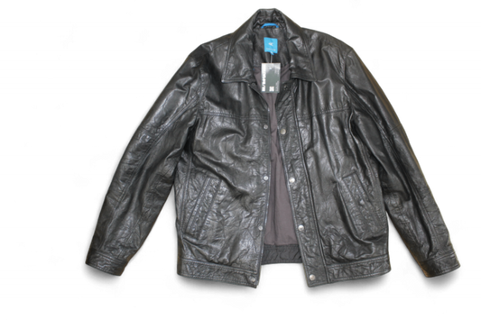 M - Vintage Jacket M/L Black Leather, Cool Code, B