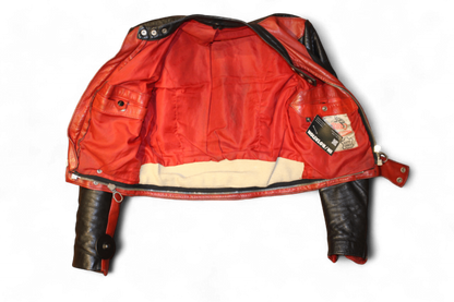 W - Vintage Jacket XS/S Black and red Leather, Moto biker, Harro, Se