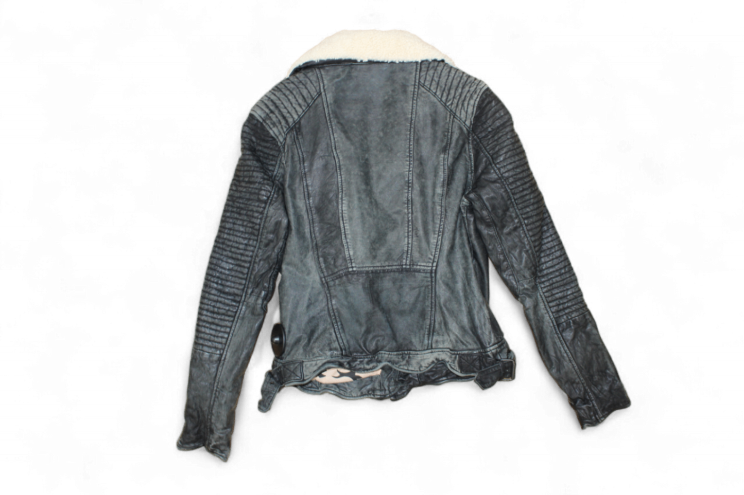 M - Maze Jacket M Black Leather, Biker, Removable fleece collar, Biker Moto, B