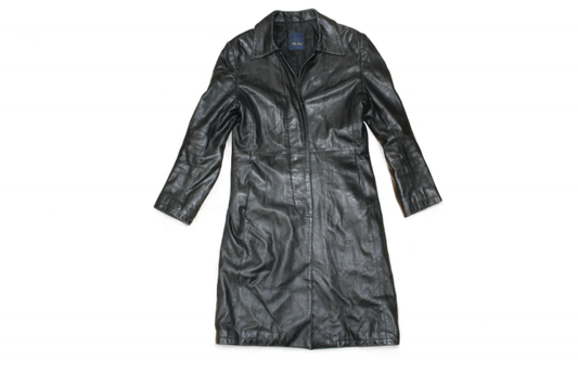 M - Vintage Coat M Black Leather, Blue Deep, B