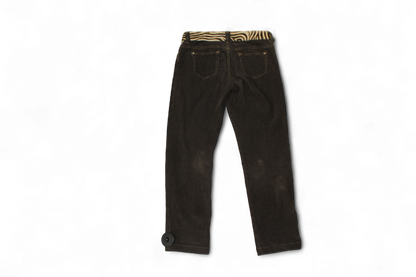 M - Blumarine Pants XS Brown Corduroy, Leather and fur waistline, Se