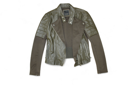 M - Pinko Jacket M Khaki Leather, Biker moto, B