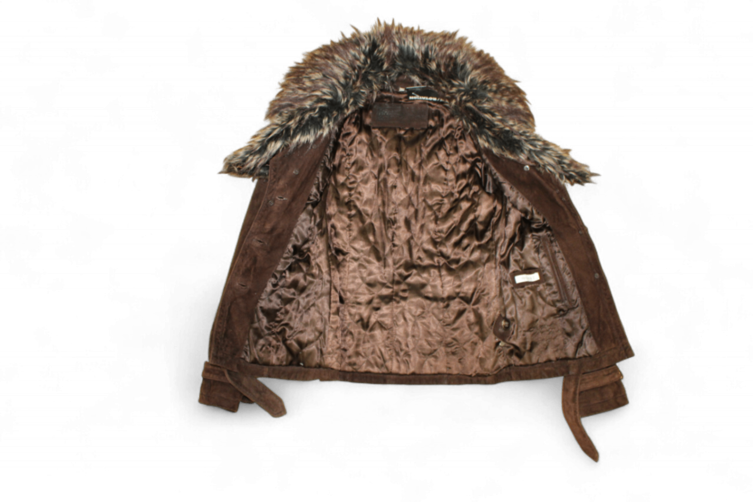 M - Yessica Jacket S Brown Genuine suede, Faux fur removable collar, B