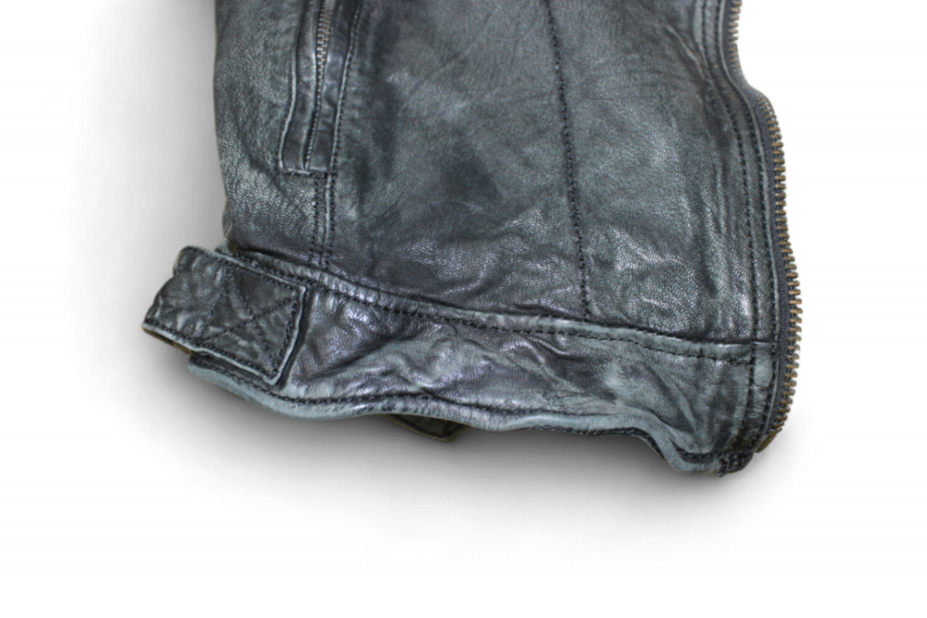 M - Maze Jacket M Black Leather, Biker, Removable fleece collar, Biker Moto, B