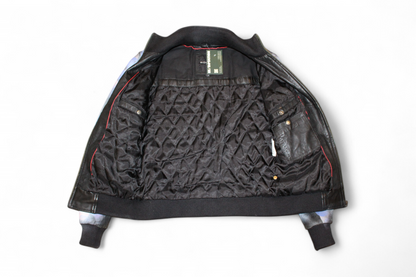 Rochas Jacket Spray paint blue Leather, Size M